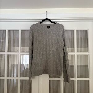JCrew Men’s Grey 100% Cashmere Cable Knit Crewneck Sweater
